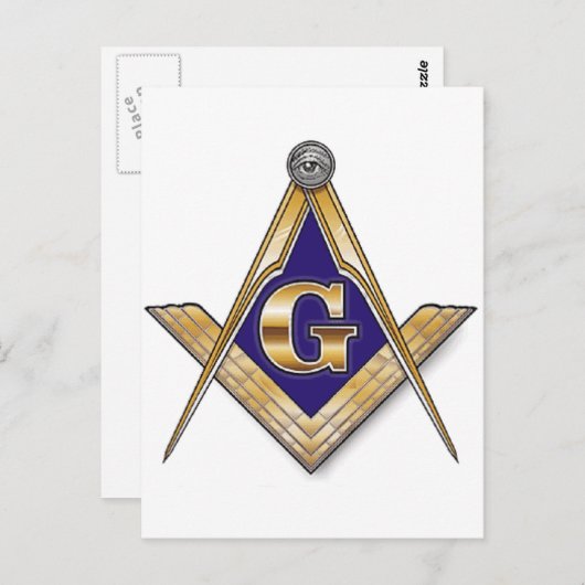 Discreet Blue Square & Compasses Postkarte (Vorne/Hinten)