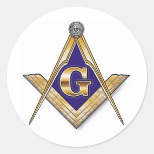 Discreet Blue Square & Compasses Runder Aufkleber