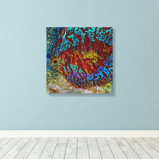 Discus Fish Stretched Canvas Print Leinwanddruck (Insitu (Holzboden))