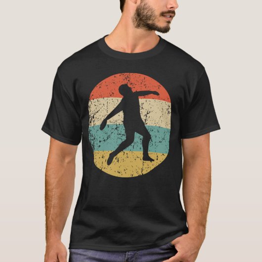 Discusthrow-Vintage Retro Bahn und Feld T-Shirt (Vorderseite)