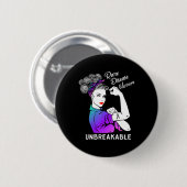 Disease Warrior Unbreakable T-Shirt Awareness Button (Vorne & Hinten)