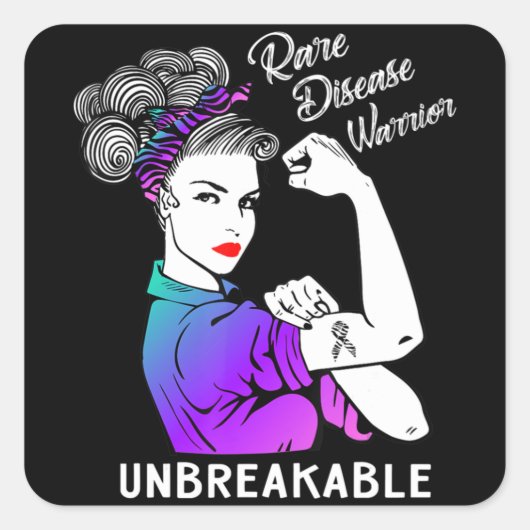 Disease Warrior Unbreakable T-Shirt Awareness Quadratischer Aufkleber (Vorderseite)