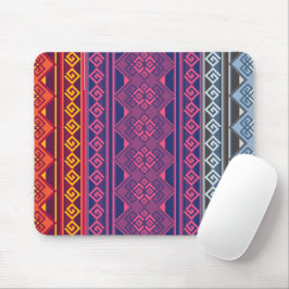 Diseño Andino Azul, Naranja y Magenta Mousepad