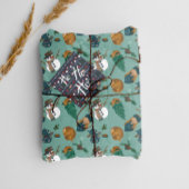 Diseño con chica, galletas y té, muñecos y ciervo. geschenkpapier