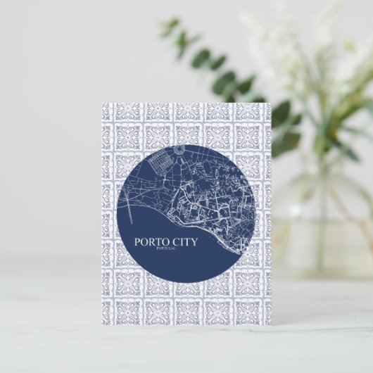 Diseño personalizado de mapa de la ciudad de Porto Postkarte (Stehend Vorderseite)