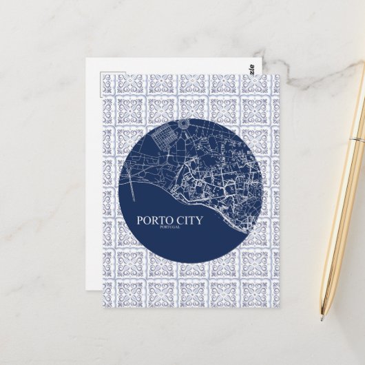 Diseño personalizado de mapa de la ciudad de Porto Postkarte (Vorderseite/Rückseite Beispiel)