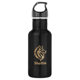 Diseño Premium de Sheltie en Dorado Edelstahlflasche