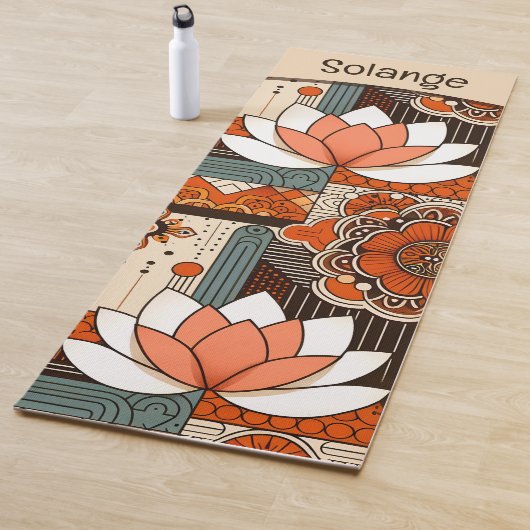 Diseño retro de flores de Lotus Yogamatte (Beispiel)