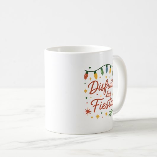 Disfruta las Fiestas 🎄 | Colorful Christmas Light Kaffeetasse (VorderseiteRechts)