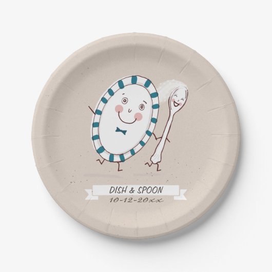 Dish läuft mit Spoon Hochzeit weg Pappteller (Vorderseite)