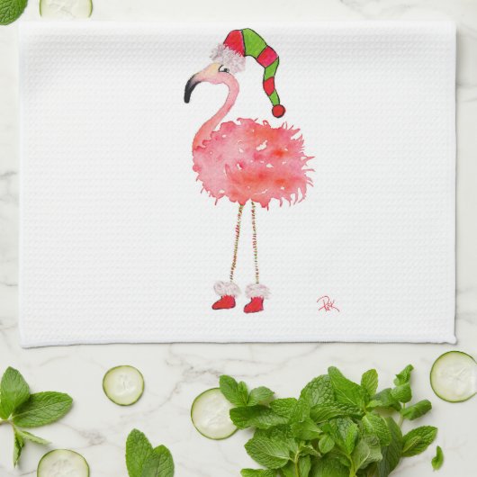 dish towel with flamingo geschirrtuch (Gefaltet)