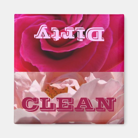 Dish Washer Magnete CLEAN Dirty Magnet Pink Rose (Vorne)