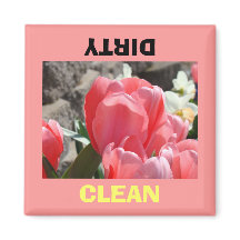 Dish Washer Magnete Dirty Clean Pink Tulips