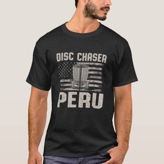 Disk Chaser Peru Funny Disk Golf Spaß Golfer Indi T-Shirt (Vorderseite)