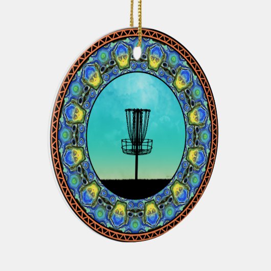 Disk Golf Abstrakt Basket 5 Keramik Ornament (Rechts)