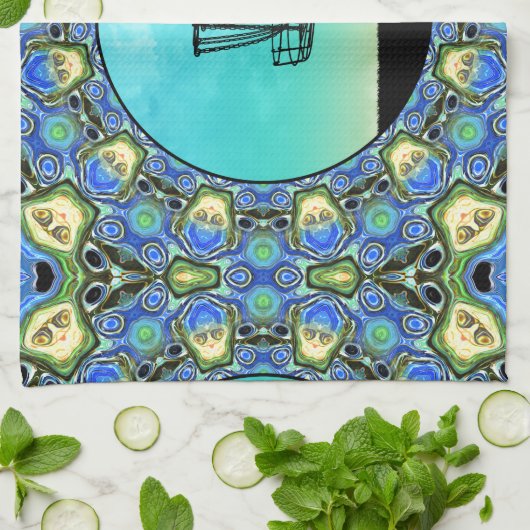 Disk Golf Abstrakt Basket 5 Küchentuch (Gefaltet)