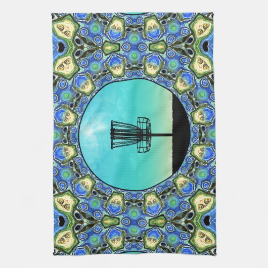 Disk Golf Abstrakt Basket 5 Küchentuch (Vertikal)