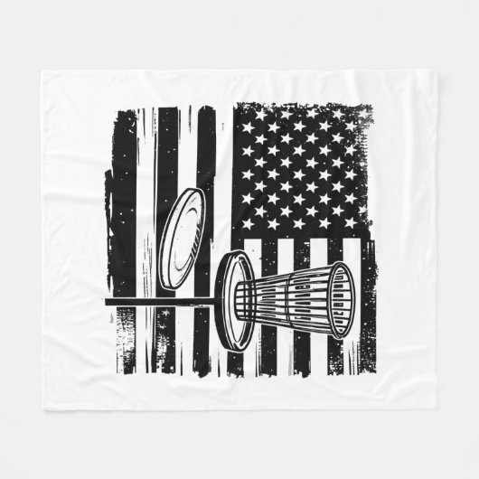 Disk Golf American Flag Fleecedecke (Vorderseite (Horizontal))