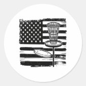 Disk Golf American Flag Runder Aufkleber (Vorderseite)