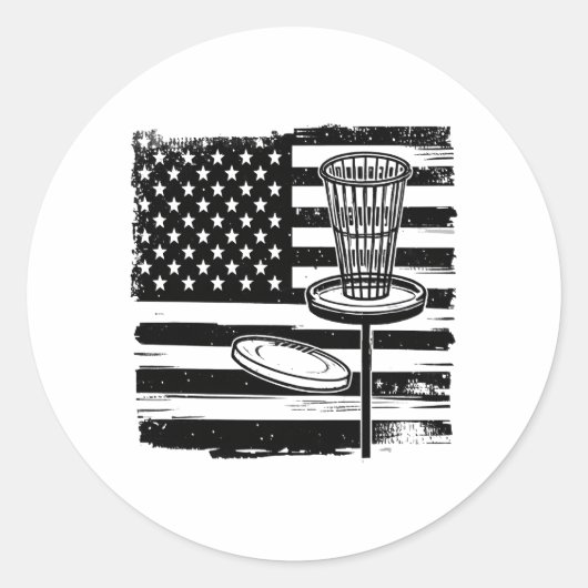 Disk Golf American Flag Runder Aufkleber (Vorderseite)