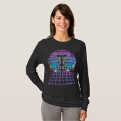 Disk Golf Basket 90er Synthwave Sunset Retrowave F T-Shirt (Vorne ganz)