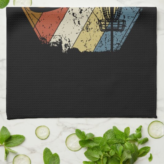 Disk Golf Basket Retro Geschirrtuch (Gefaltet)