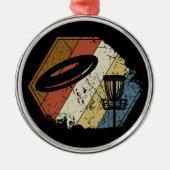 Disk Golf Basket Retro Ornament Aus Metall (Vorne)