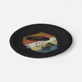 Disk Golf Basket Retro Pappteller (Schrägansicht)