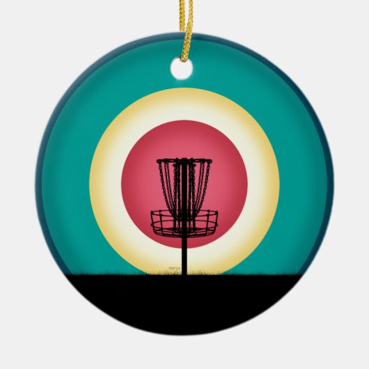 Disk Golf Basket Silhouette Keramik Ornament (Vorne)