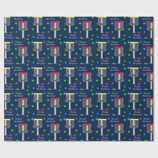 Disk Golf Birthday Wrapping Paper Geschenkpapier (Flach)