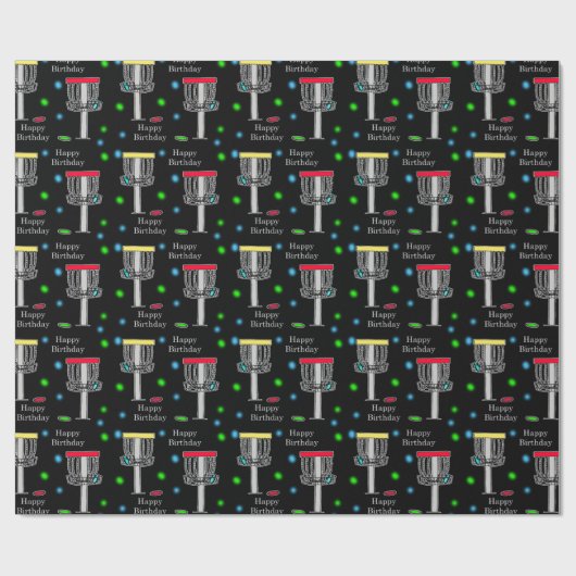 Disk Golf Birthday Wrapping Paper Geschenkpapier (Flach)
