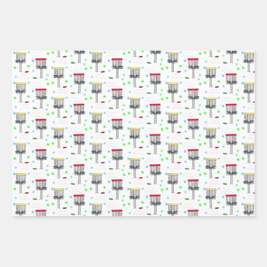 Disk Golf Black, Lime Green und White Birthday Geschenkpapier Set (Vorderseite)