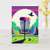 Disk Golf Button Pixel Art Geburtstag Karte (Gelbe Blume)