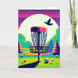 Disk Golf Button Pixel Art Geburtstag Karte