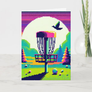 Disk Golf Button Pixel Art Geburtstag Karte