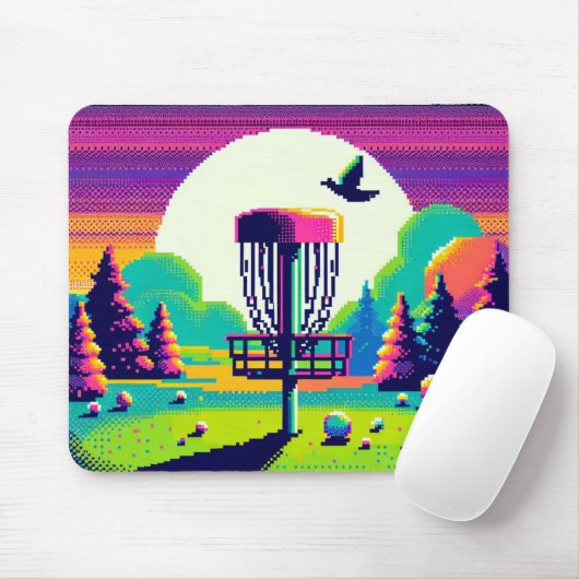 Disk Golf Button Pixel Art Mousepad (Mit Mouse)