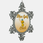 Disk Golf Chick Schneeflocken Zinn-Ornament (Links)