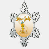 Disk Golf Chick Schneeflocken Zinn-Ornament (Rechts)