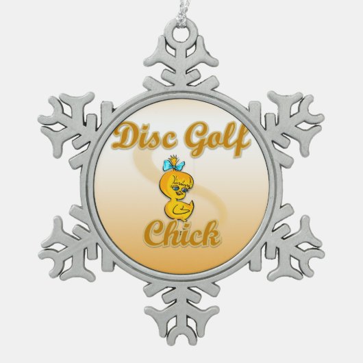 Disk Golf Chick Schneeflocken Zinn-Ornament (Vorderseite)