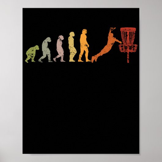 Disk Golf Development Retro Golfer Evolution Poster (Vorne)