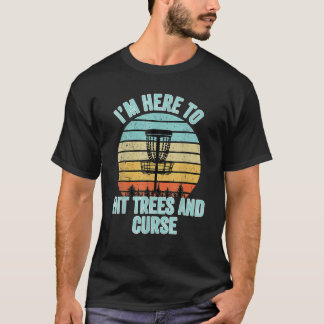 Disk Golf Funny Hit Trees und Curse Retro Disk Gol T-Shirt