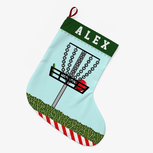 Disk Golf Holiday Geschenk Großer Weihnachtsstrumpf (Vorderansicht (hängend))