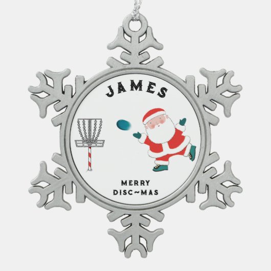 Disk Golf Holiday Geschenk Schneeflocken Zinn-Ornament (Vorderseite)