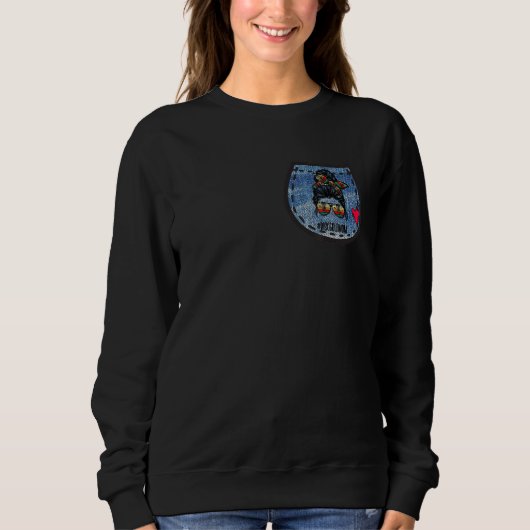 Disk Golf Mama Life Messy Bun Haare Brille Mütter Sweatshirt (Vorderseite)