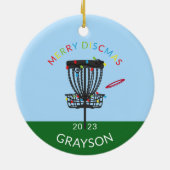 Disk Golf Merry Discmas Weihnachten Keramik Ornament (Hinten)