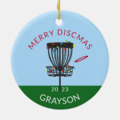Disk Golf Merry Discmas Weihnachtsfeier Keramik Or Ornament (Hinten)