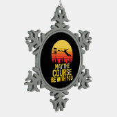 Disk Golf mit Ihnen Schneeflocken Zinn-Ornament (Links)