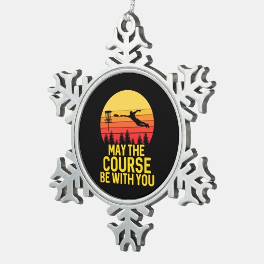 Disk Golf mit Ihnen Schneeflocken Zinn-Ornament (Rechts)