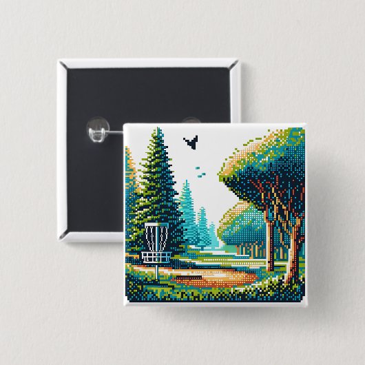 Disk Golf Pixel Art Button (Vorne & Hinten)