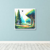 Disk Golf Pixel Art Leinwanddruck (Insitu (Holzboden))